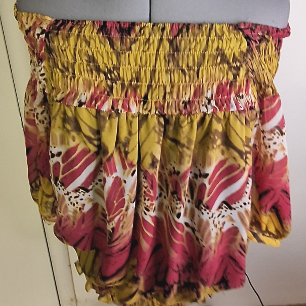 Alfani Pink/Gold Graphic Off The Shoulder Top Size 10